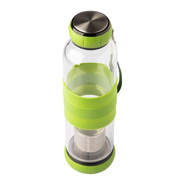 Szklana butelka z zaparzaczem do herbaty Sulmona 550 ml, zielony-2015418