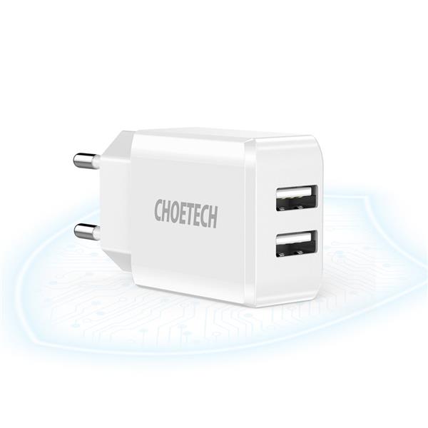 Choetech dwuportowa ładowarka sieciowa 2 x USB-A 10W 2A biały (C0030)-2256981