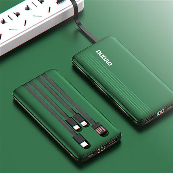 Dudao K4Pro powerbank z wbudowanymi kablami 10000mAh wyświetlacz LED zielony-2279645