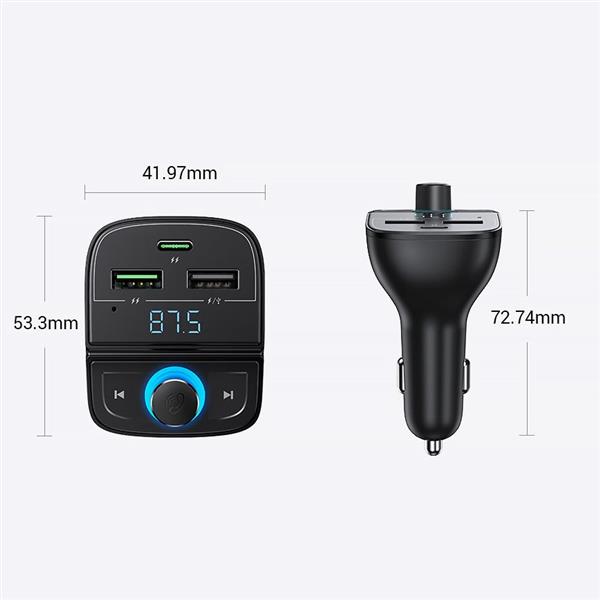 Ugreen Transmiter FM Bluetooth 5.0 ładowarka samochodowa MP3 3x USB TF micro SD 4,8 A czarny (CD229)-2212828