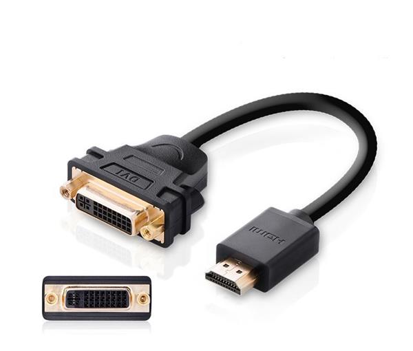 Ugreen kabel przewód adapter przejściówka DVI 24+5 pin (żeński) - HDMI (męski) 22 cm czarny (20136)-2170147