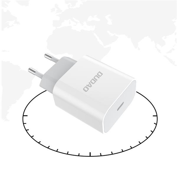 Dudao szybka ładowarka sieciowa EU USB Typ C Power Delivery 18W + kabel przewód USB Typ C / Lightning 1m biały (A8EU + PD cable white)-2148480