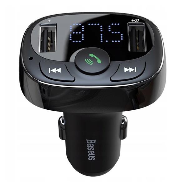 Baseus T-Typed Transmiter FM Bluetooth ładowarka samochodowa MP3 2x USB TF microSD 3.4A czarny (CCTM-01)-2144176