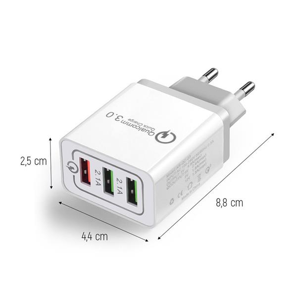 Wozinsky szybka ładowarka sieciowa Quick Charge QC 3.0 3x USB 30W biały (WWC-01)-2150474