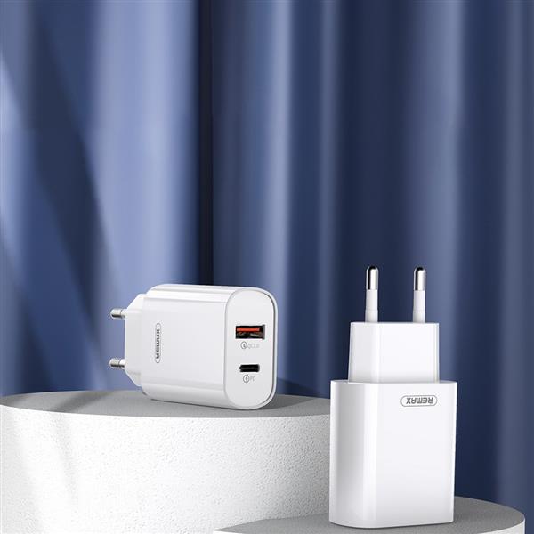 Remax ładowarka USB / USB Typ C 18W Power Delivery Quick Charge biały (RP-U37 set white)-2210845