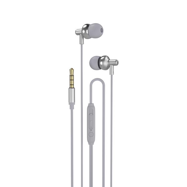 XO słuchawki przewodowe EP35 jack 3,5mm dokanałowe srebrne-2100815