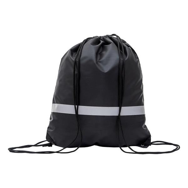 Plecak promocyjny z taśmą odblaskową, czarny-1623003