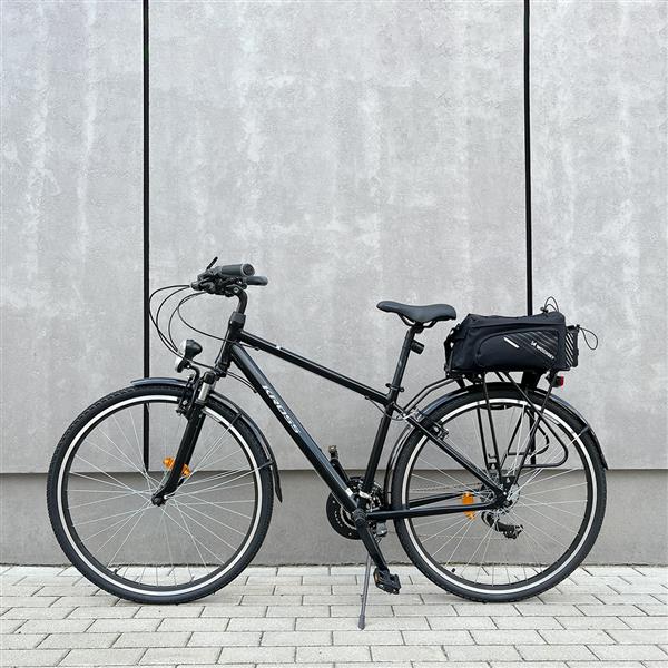 Wozinsky torba rowerowa na bagażnik z paskiem na ramię 9l (pokrowiec przeciwdeszczowy w zestawie) czarny (WBB22BK)-2379239