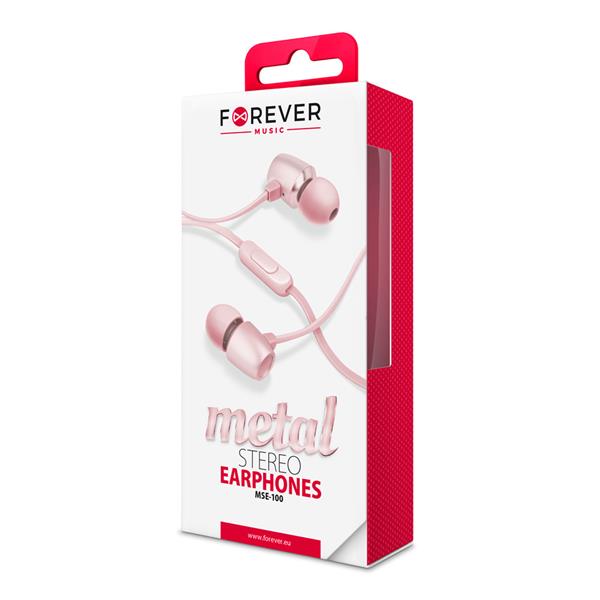 Forever słuchawki przewodowe MSE-100 dokanałowe jack 3,5mm różowo-złote-2078245