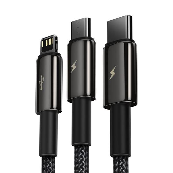Baseus Tungsten 3w1 kabel USB - USB Typ C / Lightning / micro USB 3,5 A 1,5 m czarny (CAMLTWJ-01)-2187706