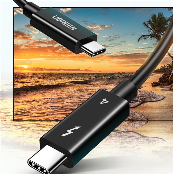 Ugreen kabel przewód USB C (męski) - USB C (męski) Thunderbolt 4 100W / 8K 60Hz / 40Gb/s 0.8m czarny (US501)-3111661