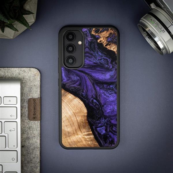 Etui z drewna i żywicy na Samsung Galaxy A54 5G Bewood Unique Violet - fioletowo-czarne-3133103