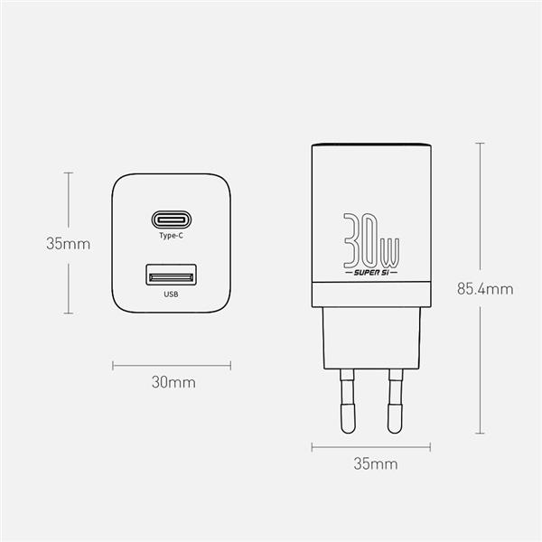 Baseus Super Si Pro szybka ładowarka USB / USB Typ C 30W Power Delivery Quick Charge czarny (CCSUPP-E01)-2241743