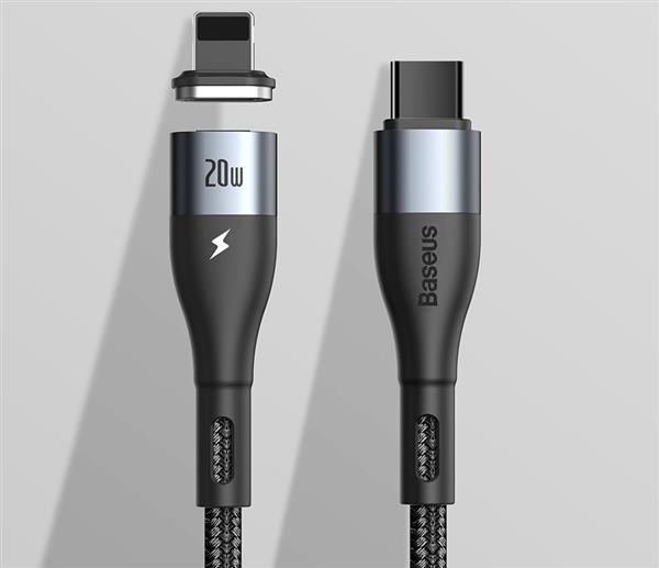 Baseus Zinc magnetyczny kabel USB Typ C - Lightning Power Delivery 20 W 1 m czarny (CATLXC-01)-2173302