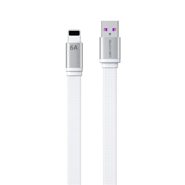 WK Design King Kong 2nd Gen series płaski kabel USB - Lightning do szybkiego ładowania / transmisji danych 6A 1,3m biały (WDC-156i)-2276747