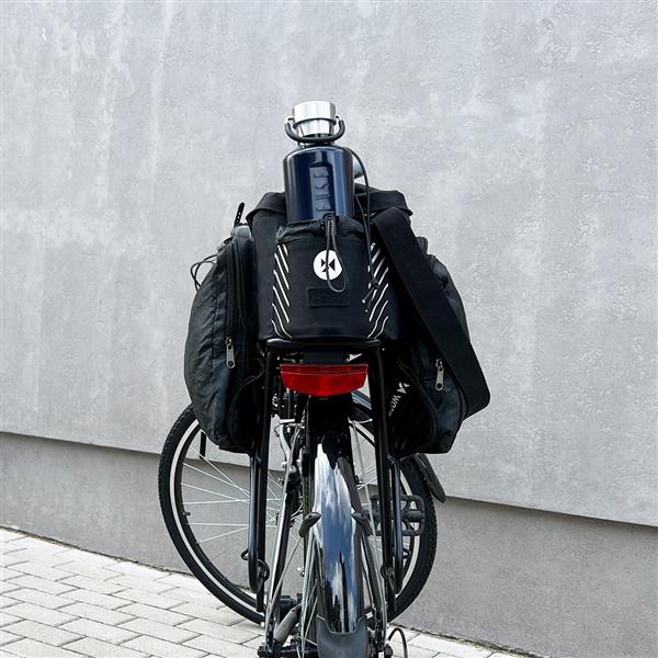 Wozinsky torba rowerowa na bagażnik z paskiem na ramię 9l (pokrowiec przeciwdeszczowy w zestawie) czarny (WBB22BK)-2379237