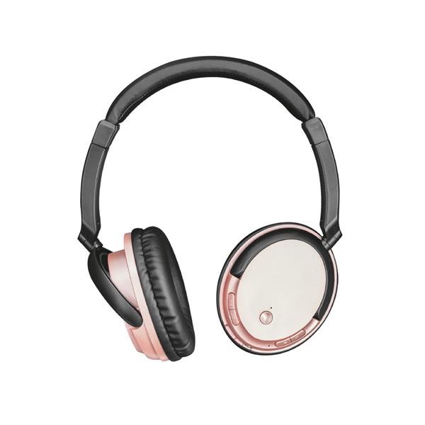 Trust słuchawki bezprzewodowe nauszne Kodo różowe metaliczne-1180096