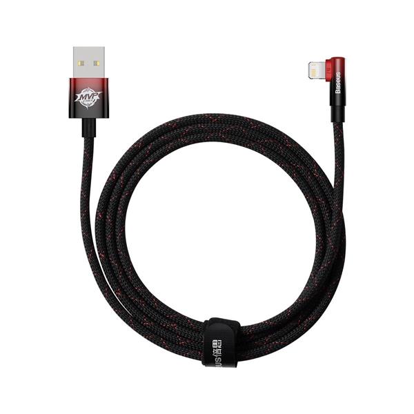 Baseus MVP 2 Elbow kątowy kabel przewód z bocznym wtykiem USB / Lightning 2m 2.4A czerwony (CAVP000120)-2416685