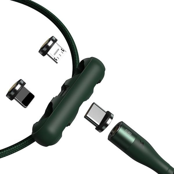Baseus kabel magnetyczny 3w1 Zinc USB - Lightning + USB-C + microUSB 1,0 m 3A zielony-2047694