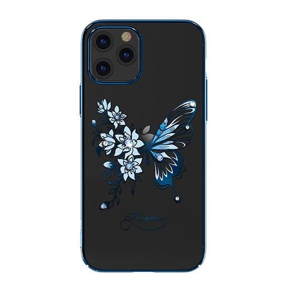 Kingxbar Butterfly Series błyszczące etui ozdobione oryginalnymi Kryształami Swarovskiego motyle iPhone 12 Pro Max niebieski-2165257