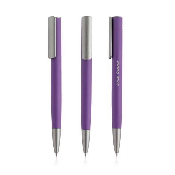 Aluminiowy długopis z recyklingu z bambusowym detalem-3183034