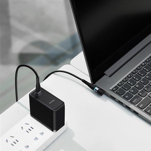 Baseus magnetyczny kabel do zasilania ładowania laptopa Lenovo USB Typ C - DC Round (4 mm x 1,7 mm) 100W 2m czarny (CATXC-T01)-2206966
