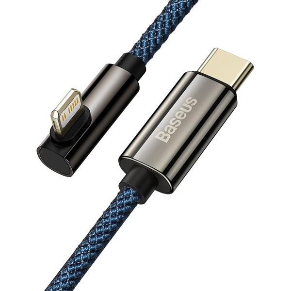 Baseus Legendary kątowy nylonowy kabel przewód USB Typ C - Lightning dla graczy 20W Power Delivery 1m niebieski (CACS000203)-2216502