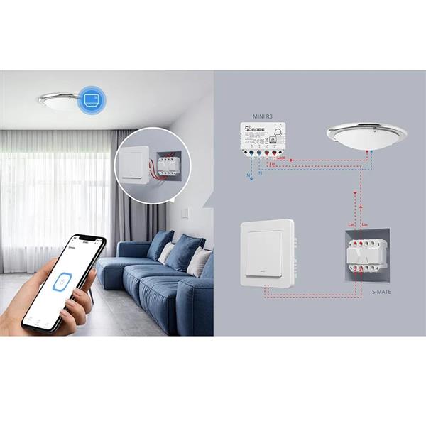 Sonoff dopuszkowy przełącznik prądowy Wi-Fi biały (MINIR3)-2394359