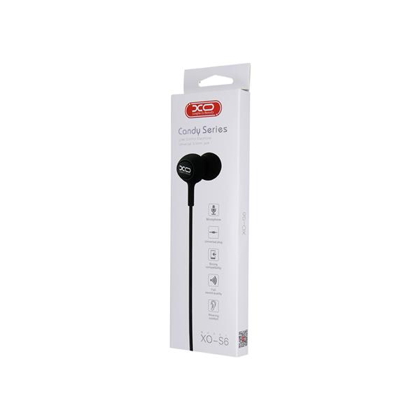 XO Słuchawki przewodowe S6 jack 3,5mm czarna-1566921