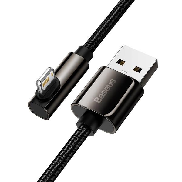 Baseus Legendary kątowy nylonowy kabel przewód USB - Lightning dla graczy 2,4A 1m czarny (CALCS-01)-2210582