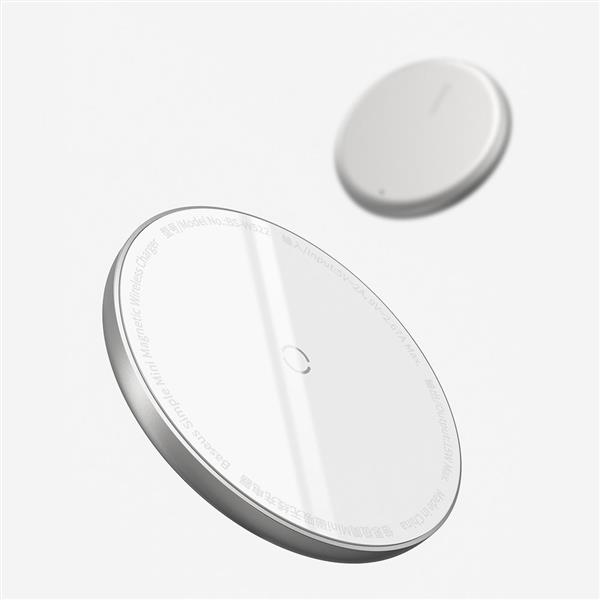 Baseus mini magnetyczna bezprzewodowa indukcyjna ładowarka Qi 15 W (kompatybilna z MagSafe do iPhone) biały (WXJK-F02)-2179028