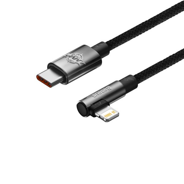 Baseus MVP 2 Elbow kątowy kabel przewód Power Delivery z bocznym wtykiem USB Typ C / Lightning 1m 20W czarny (CAVP000201)-2416716