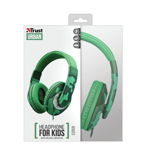 Trust słuchawki przewodowe nauszne Sonin Kids zielone moro-1204070