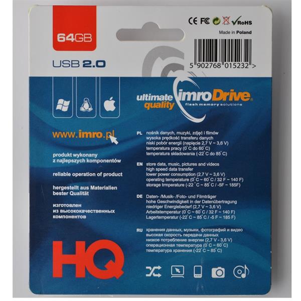 Imro pendrive 64GB USB 2.0 Black czarny-2111593