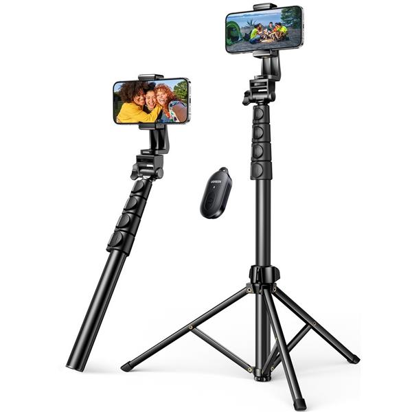 Selfie stick Ugreen LP680 ze stojakiem i pilotem Bluetooth 1.8m - czarny-3129168