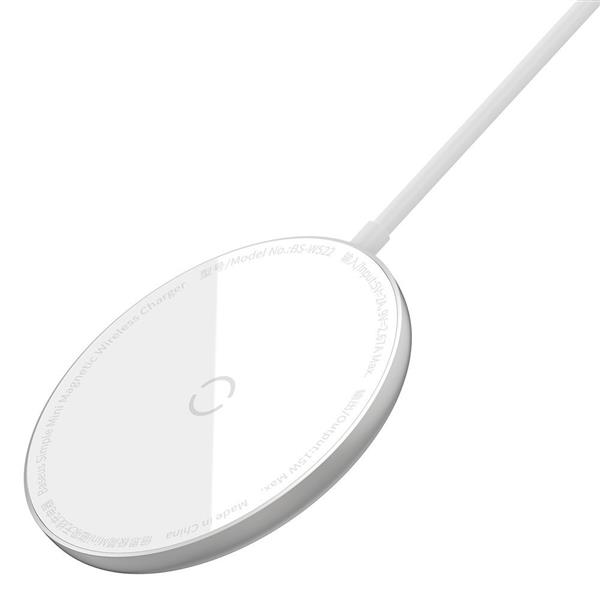 Baseus mini magnetyczna bezprzewodowa indukcyjna ładowarka Qi 15 W (kompatybilna z MagSafe do iPhone) biały (WXJK-F02)-2179020