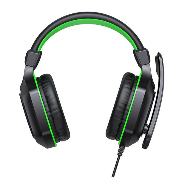 Joyroom gamingowe wokółuszne słuchawki 3,5mm mini jack z pilotem i mikrofonem dla graczy czarny (JR-HG1 green)-2254088