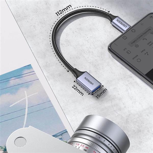 Ugreen kabel adapter przejściówka OTG USB-C (męski) - USB-A (żeński) 5Gb/s 0.15m czarny (US378)-3108561