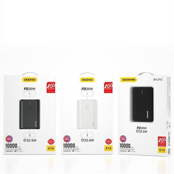 Dudao power bank 10000 mAh Power Delivery Quick Charge 3.0 22,5 W czarny (K14_Black)-2171537