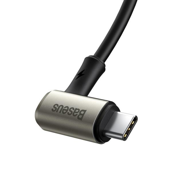 Baseus kątowy kabel USB Typ C - USB Typ C VOOC Quick Charge Power Delivery 100 W 5 A 1,5 m (USB 3.2 Gen 2 / 4K@60 Hz) czarny (CATPN-01)-2160022