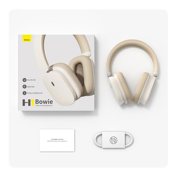Baseus Bowie H1 słuchawki bezprzewodowe Bluetooth 5.2 ANC szary (NGTW230013)-2404079