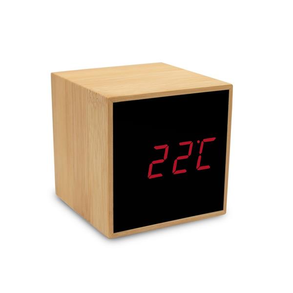 Bambusowy zegar na biurko z alarmem-1966359