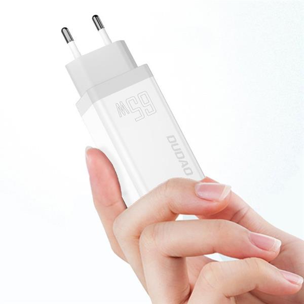 Dudao GaN szybka ładowarka sieciowa 65 W USB / 2x USB Typ C Quick Charge Power Delivery (azotek galu) biały (A7xs white)-2602172