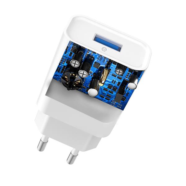 Dudao ładowarka sieciowa USB QC3.0 12W biały + kabel Lightning 1m (A3EU)-2270479