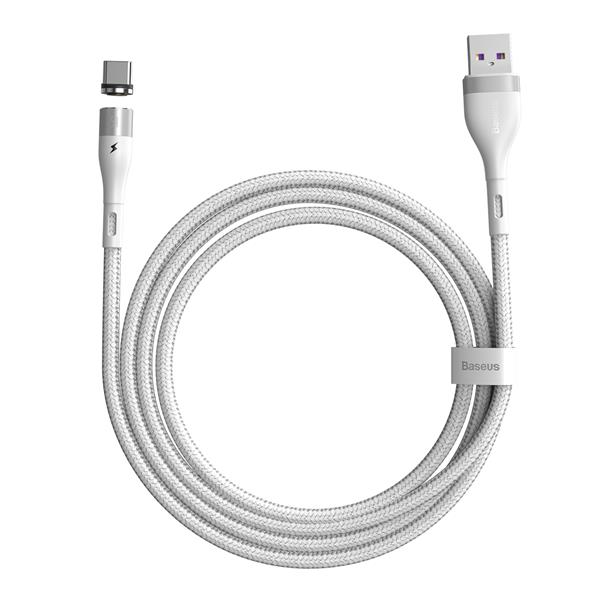 Baseus kabel magnetyczny Zinc USB - USB-C 1,0 m 5A biały-2071835