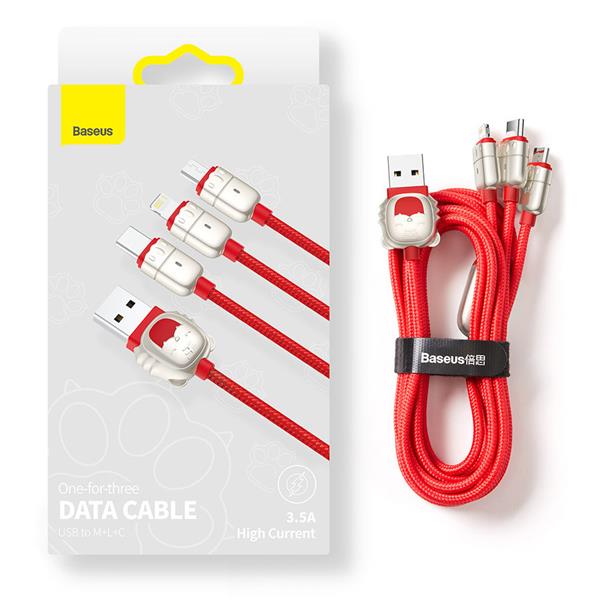 Baseus Year of the Tiger 3w1 kabel USB - Lightning / USB Typ C / micro USB 3,5 A 1,2m czarny (CASX010001)-2241815