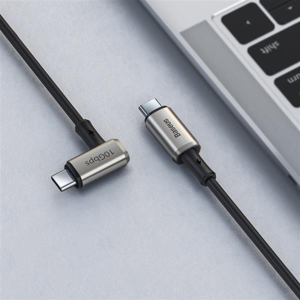 Baseus kątowy kabel USB Typ C - USB Typ C VOOC Quick Charge Power Delivery 100 W 5 A 1,5 m (USB 3.2 Gen 2 / 4K@60 Hz) czarny (CATPN-01)-2160031