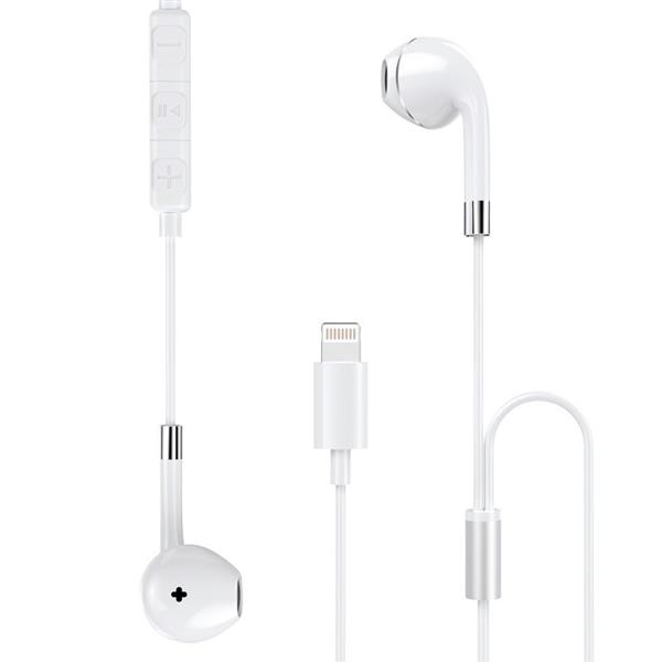 Dudao przewodowe douszne słuchawki Lightning MFI (certyfikat Made For iPhone) biały (U1PRO)-2171054
