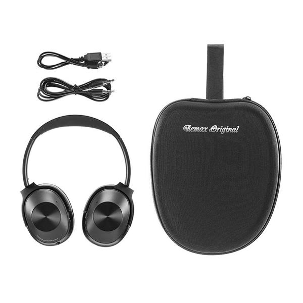 Remax bezprzewodowe słuchawki Bluetooth 5.0 ANC (Active Noise Cancelling) EDR z mikrofonem czarny (RB-600HB)-2156587