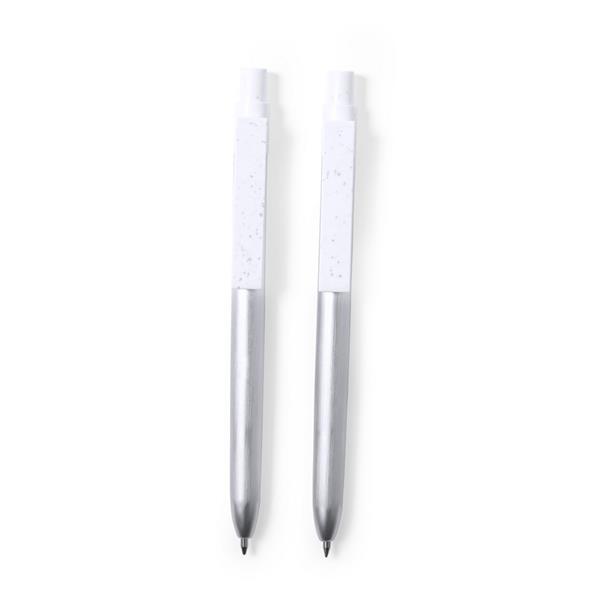 Zestaw piśmienny z aluminium z recyklingu, długopis i pióro kulkowe-2656780